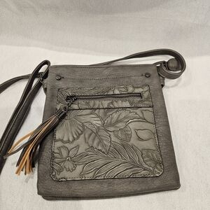 Liz Soto Elegant Gray Embossed Crossbody Bag
